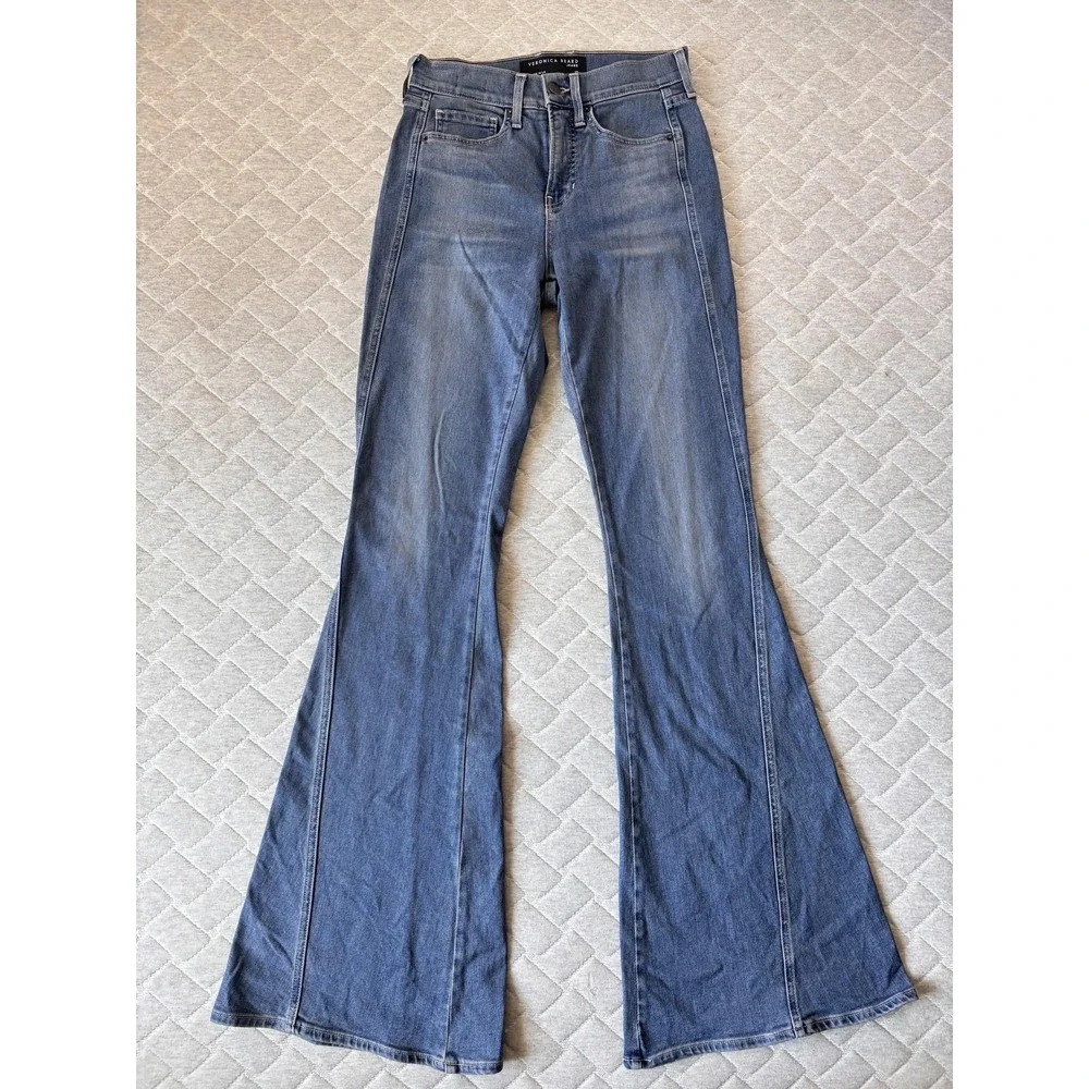 Veronica Beard Sheridan Exaggerated Flare Jeans Womens 25 Blue High Rise Denim